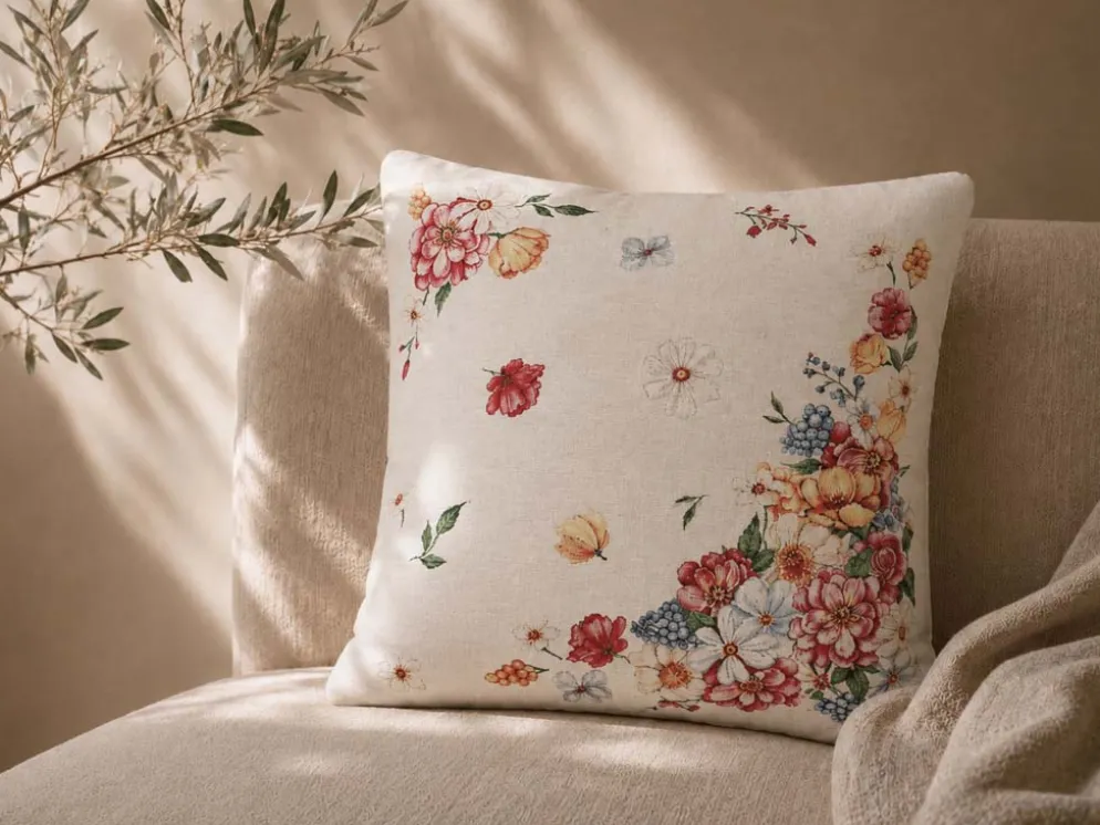 COJIN GOBELINOS CENTRADO 45X45 FLORES COMPLETO