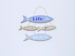 COLGANTE PECES MADERA 31.5X38 AZUL