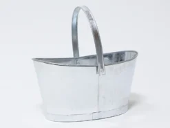 CUBO C/ASA OVAL ZINC GRIS 35X21X20CM