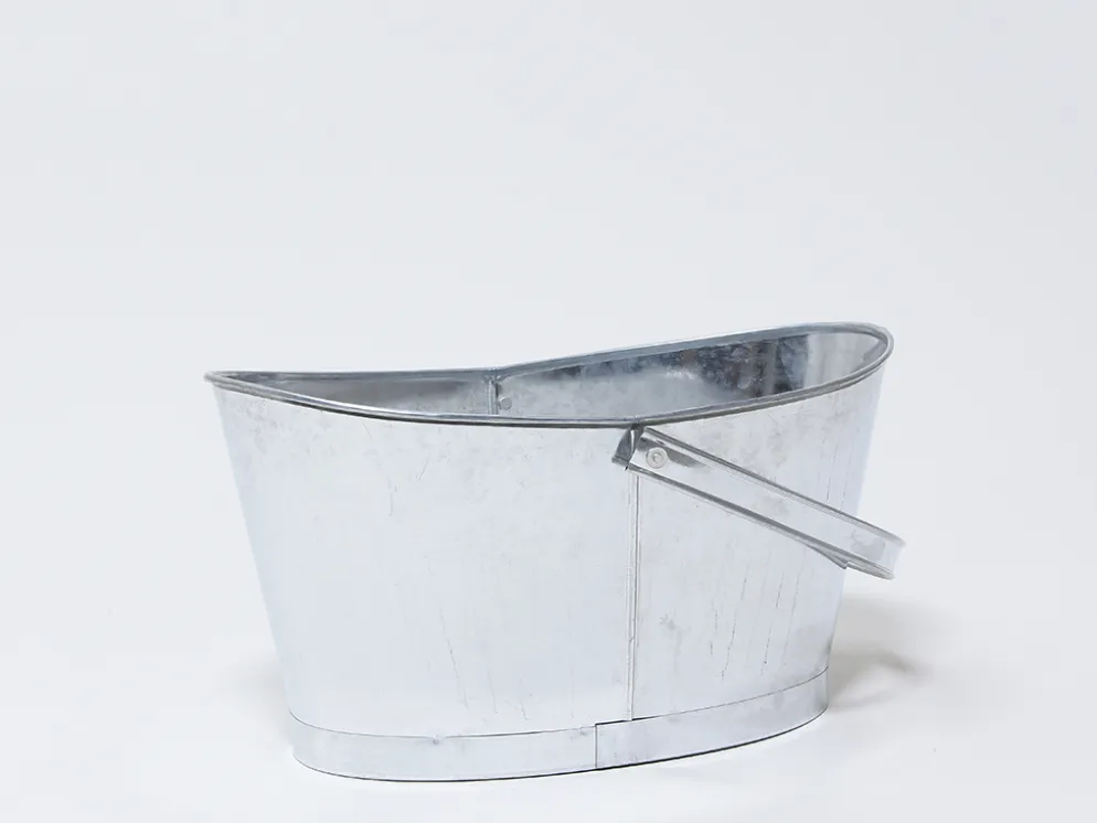 CUBO C/ASA OVAL ZINC GRIS 35X21X20CM