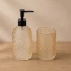 DOSIFICADOR Y VASO BAÑO AMBAR DIAMANTE CRISTAL