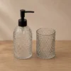 DOSIFICADOR Y VASO BAÑO GRIS DIAMANTE CRISTAL