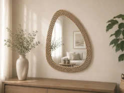 ESPEJO BORDE RATTAN TRIANGULAR 49X65