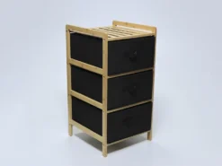 ESTANTERIA BAMBU 3 CAJONES NEGROS 36X34X66