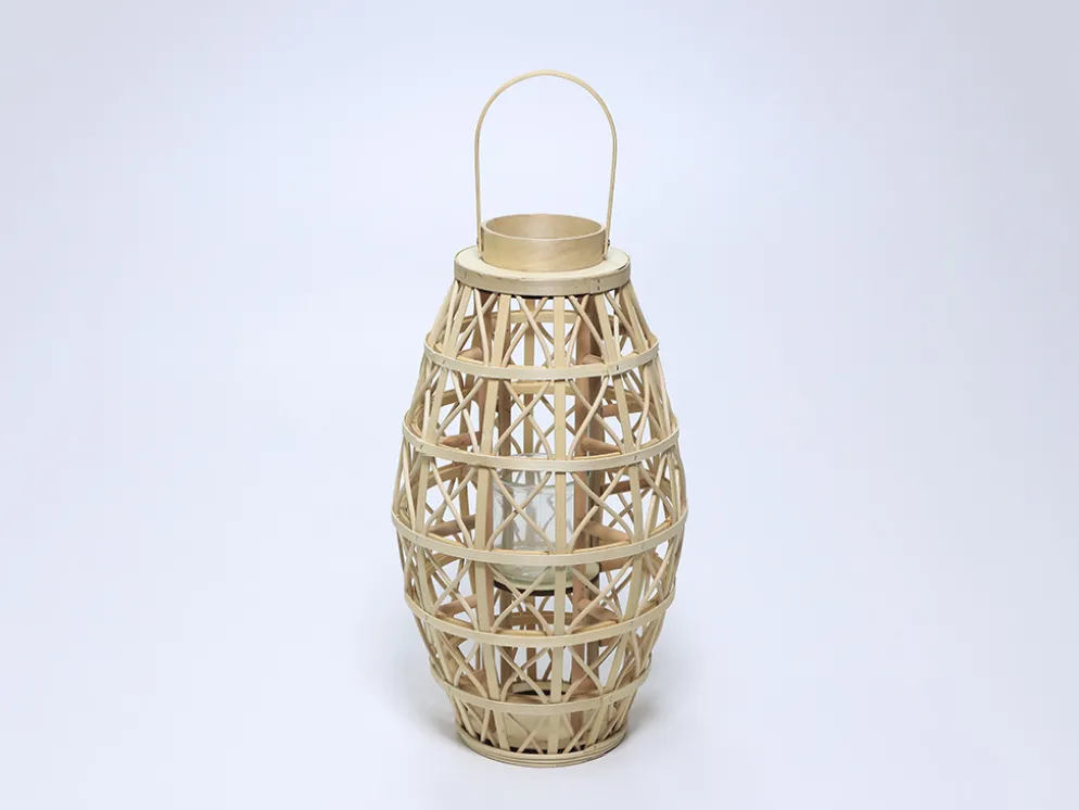 FAROL BAMBU VASO CRISTAL 27X50 NATURAL