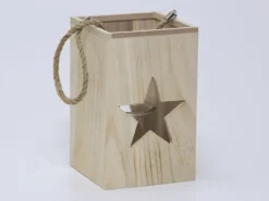 FAROL ESTRELLA MADERA GRANDE 15X15X24CM