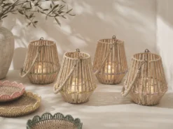 FAROL NATURAL DECORADO AMARILLO 20CM