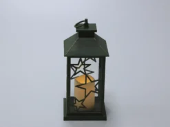 FAROL PVC VERDE CON VELA LED 15X15X35