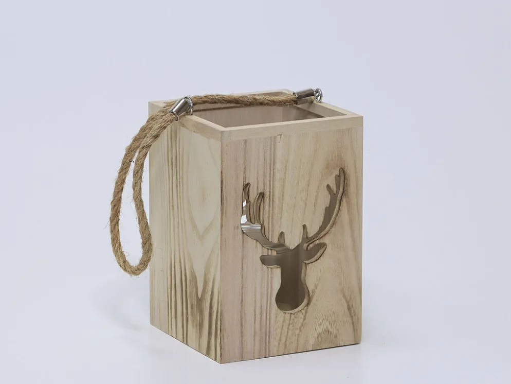 FAROL RENO MADERA PEQUEÑO 13x13x19CM