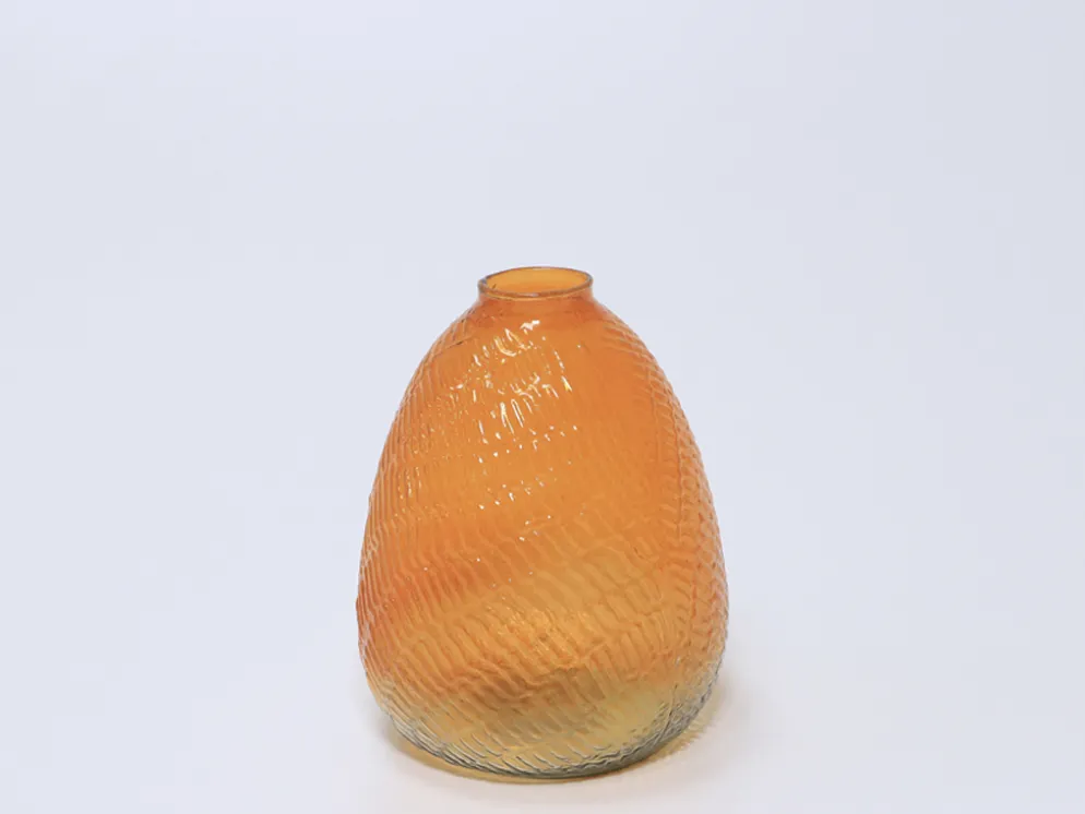 FLORERO CRISTAL BOMBACHO NARANJA Ø5X22XØ13CM