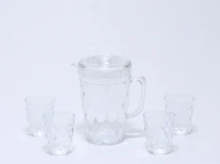 JARRA 1.25L+ 4 VASOS PLASTICO TRANSPARENTE
