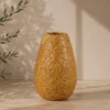 JARRON CERAMICA HOJAS 17X27 OCRE
