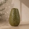 JARRON CERAMICA HOJAS 17X27 VERDE