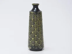 JARRON CERAMICA NEGRO/DORADO Ø12X38CM