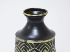 JARRON CERAMICA NEGRO/DORADO Ø12X38CM