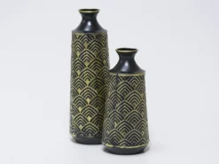 JARRON CERAMICA NEGRO/DORADO Ø12X38CM