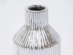 JARRON RAYADO BLANCO/PLATA Ø10X25CM