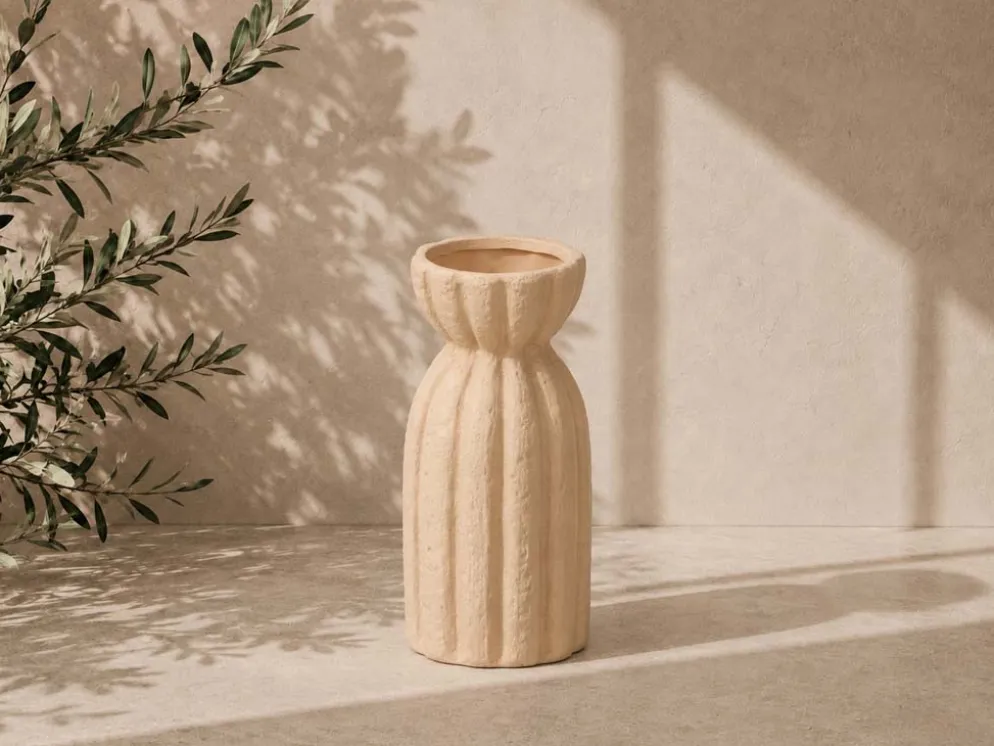 JARRON TERRACOTA RAYAS ANCHAS TIERRA 35CM ALTO