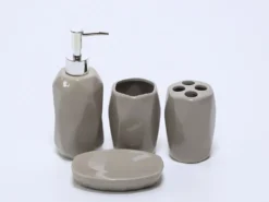 JUEGO BAÑO 4 PIEZAS BEIGE CERAMICA