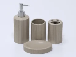 JUEGO BAÑO RAYADO BEIGE 4PZS