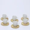 JUEGO CAFE PLATO BAMBU 6 TAZAS CERAMICA CUADRADOS