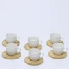 JUEGO CAFE PLATO BAMBU 6 TAZAS CERAMICA ROMBOS