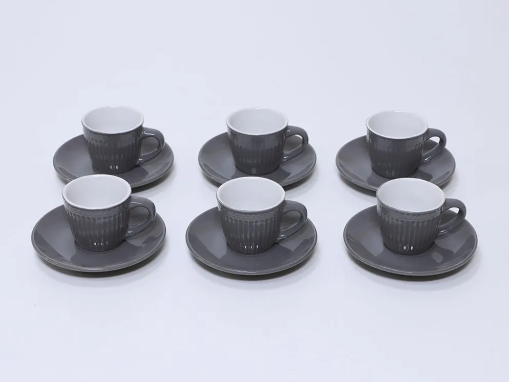 JUEGO CAFE 6 TAZAS GRIS OSCURO 9CL