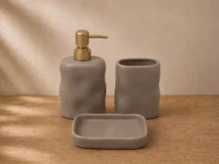 JUEGO DE BAÑO 3 PCS BEIGE CERAMICA