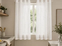 JUEGO 2 VISILLOS COCINA ESPIGA BEIGE 95X145