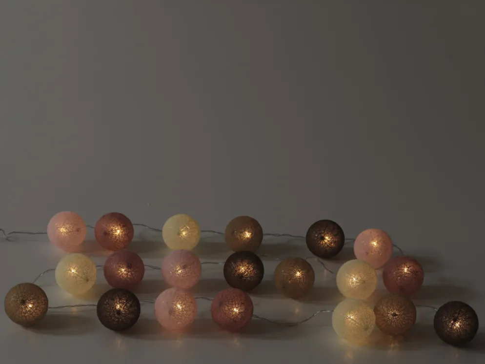 LUCES LED BOLA ALGODON PASTELES 20PZS Ø6CM