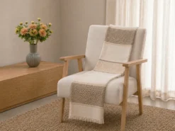 MANTA CROMA BEIGE 130X170 100%ALGODON