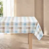 MANTEL ANTIMANCHAS 140X320 CUADROS CELESTE
