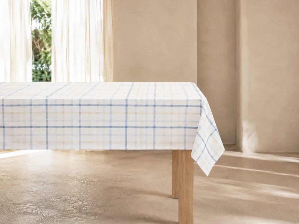 MANTEL CUADROS AZUL