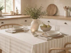 MANTEL RAYAS BEIGE ANTIMANCHAS RESINADO