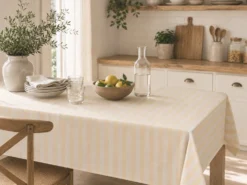 MANTEL RAYAS OCRE ANTIMANCHAS RESINADO