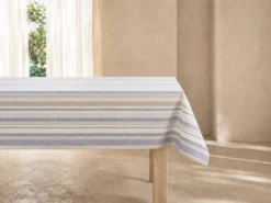 MANTEL RAYAS 145X250CM AZUL/BEIGE