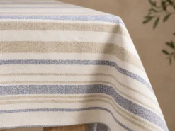 MANTEL RAYAS 145X250CM AZUL/BEIGE