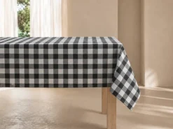 MANTEL VICHY 150X250CM NEGRO/CRUDO