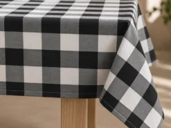 MANTEL VICHY 150X250CM NEGRO/CRUDO