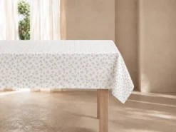 MANTEL 145X250 FLORES ROSA VERDE