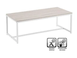 MESA CENTRO METAL/MADERA BLANCA 100X50X36CM