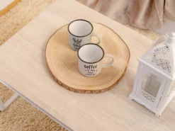 MESA CENTRO METAL/MADERA BLANCA 100X50X36CM