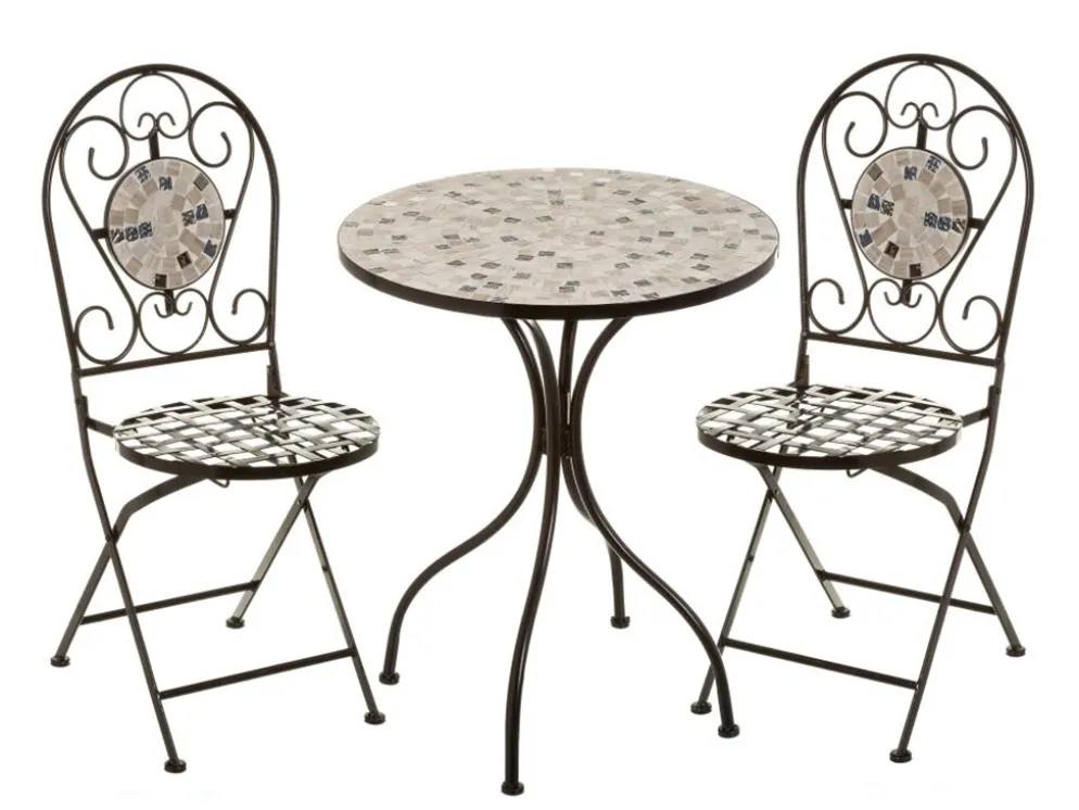 MESA+ 2 SILLAS ELGANCE METAL/CERAMICA