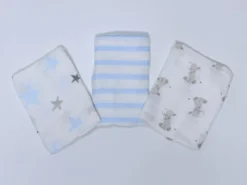 MUSELINAS 100% BAMBU AZUL 3PZS ELEFANTE