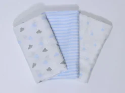 MUSELINAS 100% BAMBU AZUL 3PZS NUBE