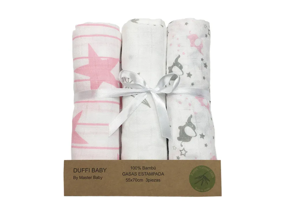 PAÑO BEBE ESTRELLAS ROSA S/3