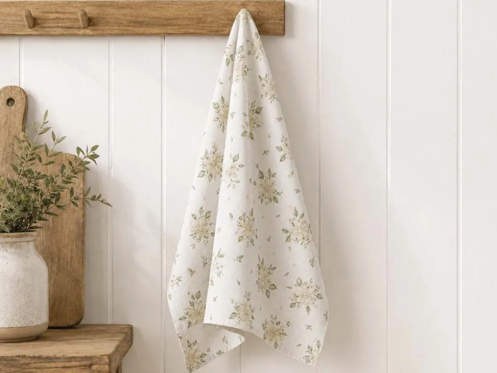 PAÑO COCINA FLOR VERDE 48X70