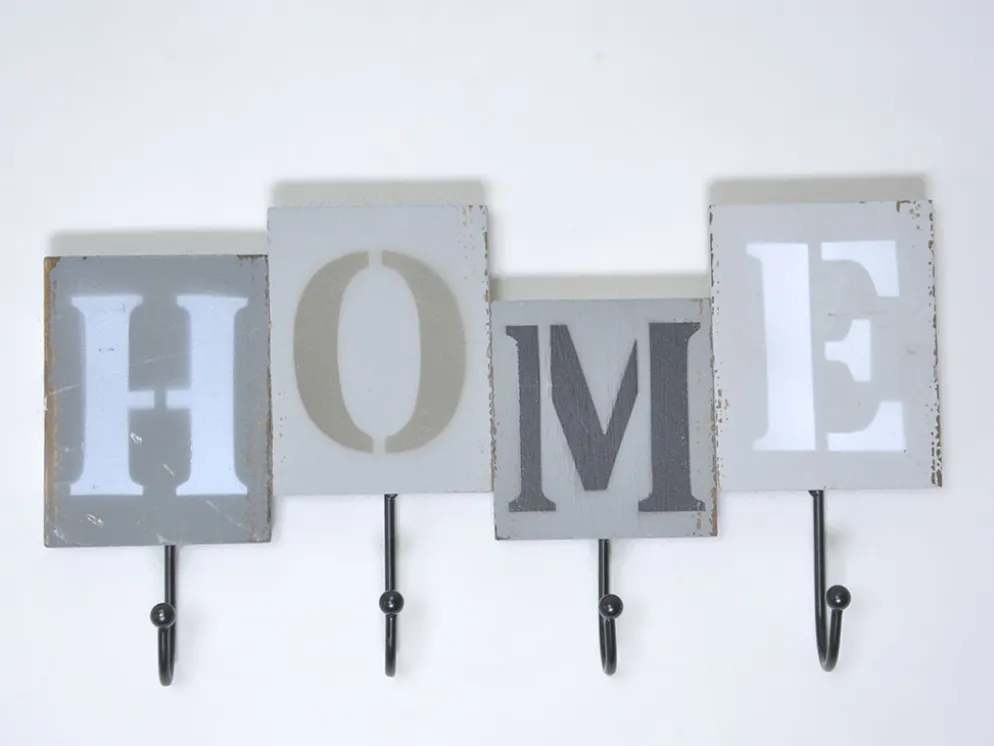 PERCHERO HOME GRIS 40X6X20CM 4G