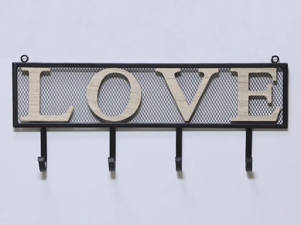 PERCHERO METAL NEGRO LETRAS LOVE 48CM