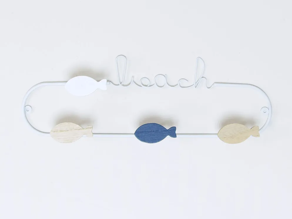 PERCHERO PARED BEACH BLANCO 4G 44X13CM